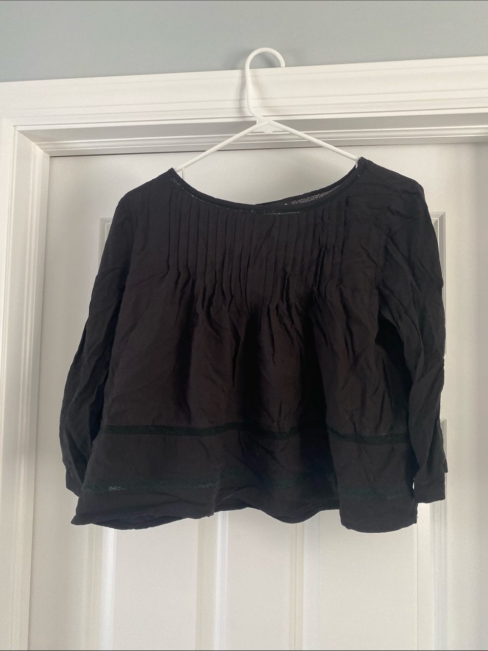 Timing Black Pintuck Peasant Blouse